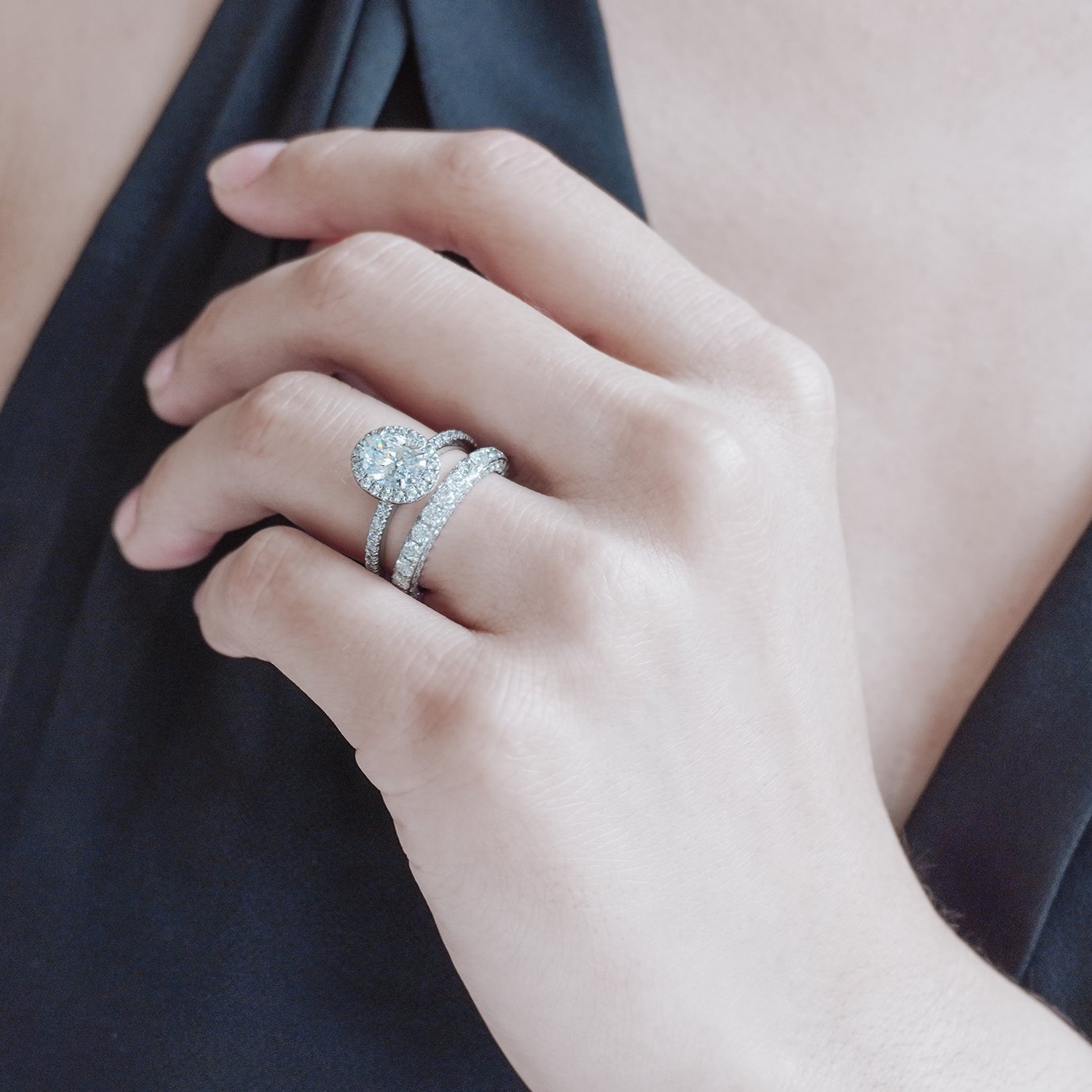 1.50 ct oval halo cvd f/vs2 diamond engagement ring