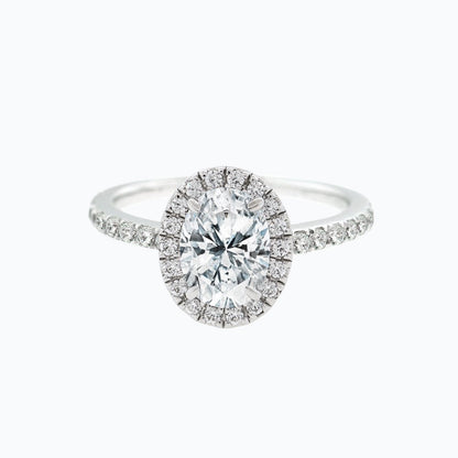 1.50 CT Oval Halo CVD F/VS2 Diamond Engagement Ring