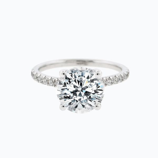 2.0 CT Round Hidden Halo CVD F/VS2 Diamond Engagement Ring