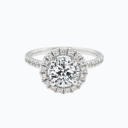 1.0 CT Round Halo CVD F/VS2 Diamond Engagement Ring