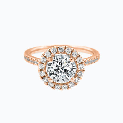 1.0 CT Round Halo CVD F/VS2 Diamond Engagement Ring
