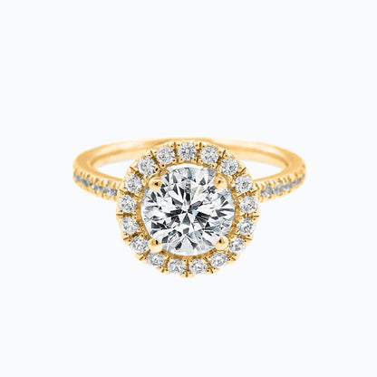 1.0 CT Round Halo CVD F/VS2 Diamond Engagement Ring