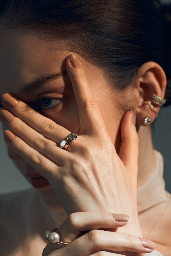 1.0CT-2.0CT Round Cut Moissanite Diamond Tension Set Engagement Ring