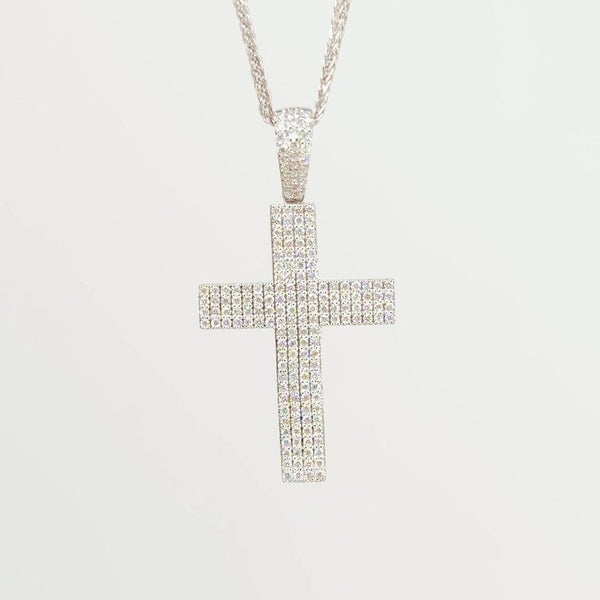 0.56ct Diamond Cross 14k White Gold Chain Necklace
