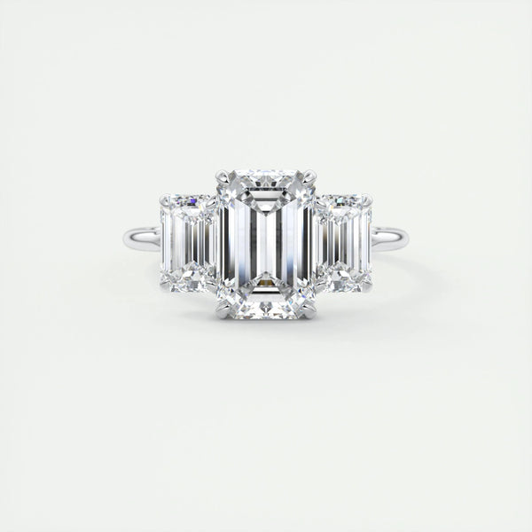 2 CT Emerald Three Stone CVD F/VS1 Diamond Engagement Ring