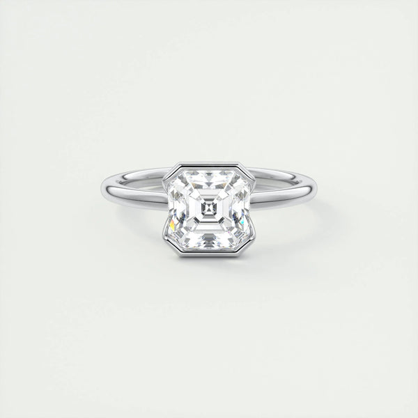 2 CT Asscher Half Bezel CVD F/VS1 Diamond Engagement Ring