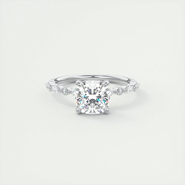 2 CT Cushion Pave CVD F/VS1 Diamond Engagement Ring