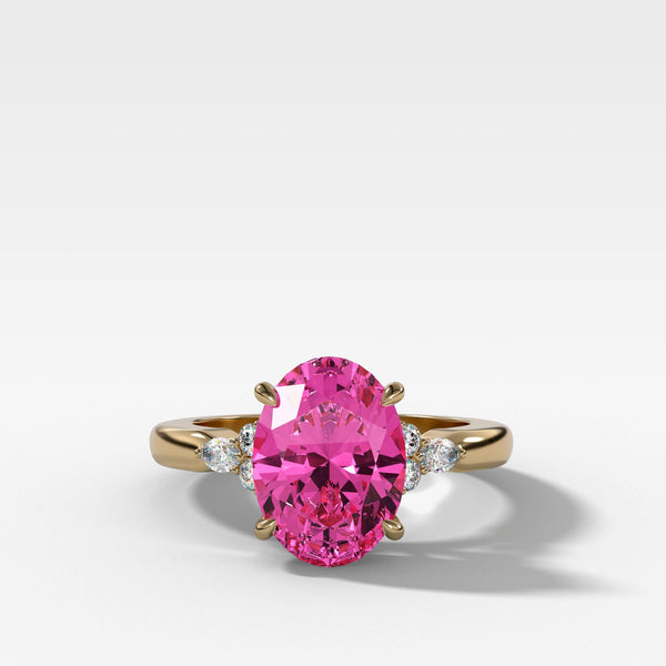 Bella Engagement Ring With Oval Cut Pink Sapphire