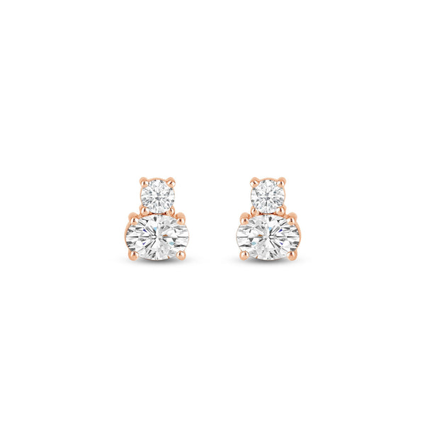 Round & Oval Cut Two Stone Moissanite Diamond Earrings for Women