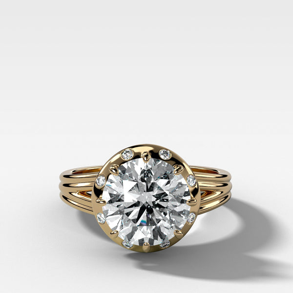 Solara Split Shank Engagement Ring with Round Cut Diamond