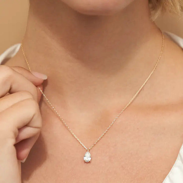 0.25-1.0ct Pear Cut Moissanite Solitaire Necklace