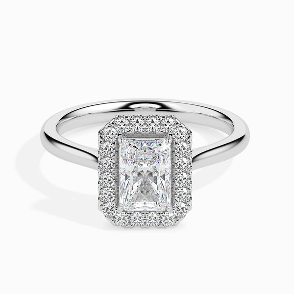 1 CT Radiant Halo CVD F/VS Diamond Engagement Ring