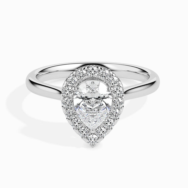 1 CT Pear Halo CVD F/VS Diamond Engagement Ring
