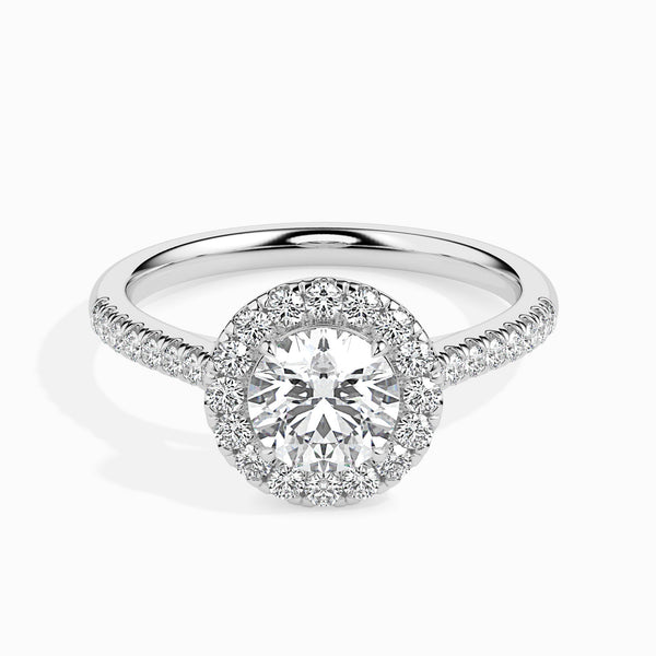 1 CT Round Halo CVD F/VS Diamond Engagement Ring