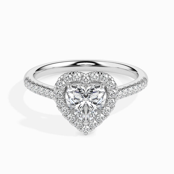 1 CT Heart Halo CVD F/VS Diamond Engagement Ring
