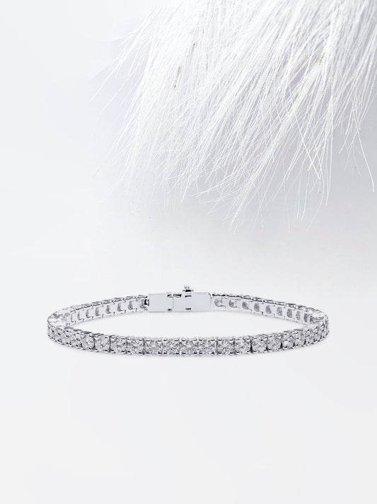 Round Cut Moissanite Diamond Tennis Bracelet in White Gold for Women