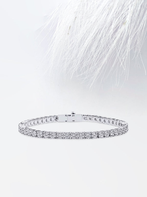 Round Cut Moissanite Diamond Tennis Bracelet in White Gold for Women