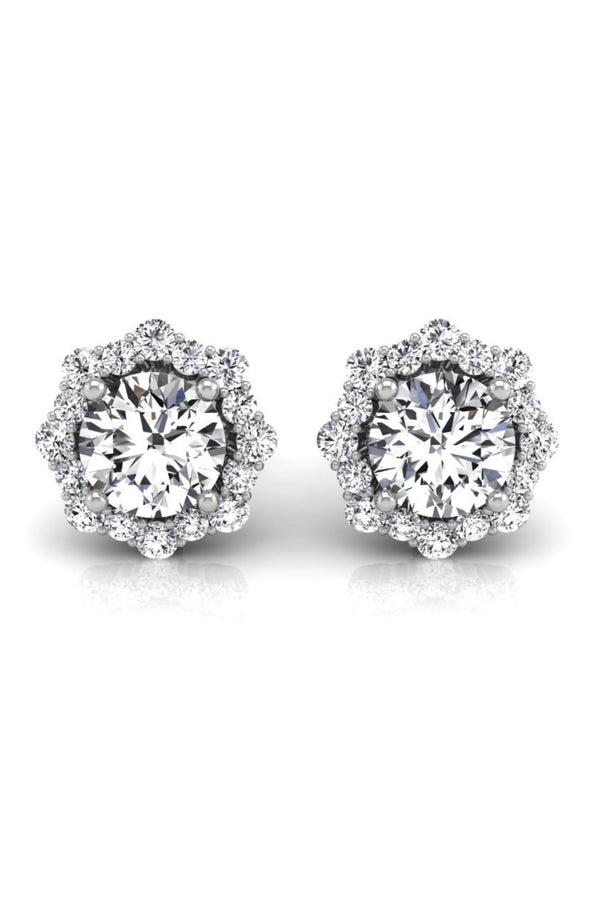 Round Cut Flower Halo Diamond Moissanite Earrings for Women