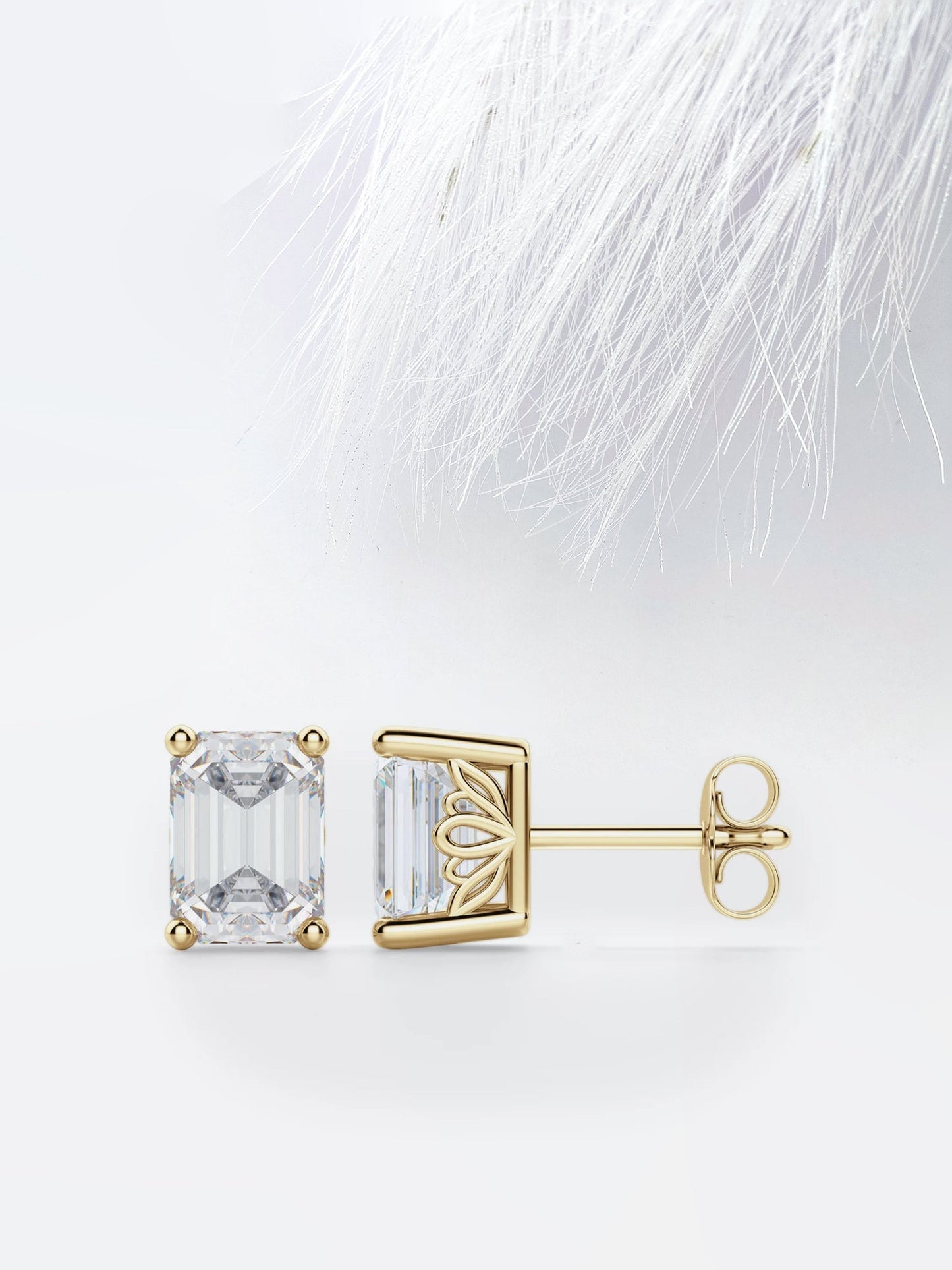 emerald cut moissanite diamond studs earrings for women