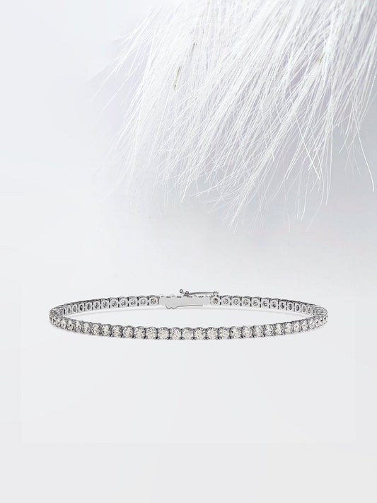 Round Cut Moissanite Diamond Tennis Bracelet in 14K Solid Gold