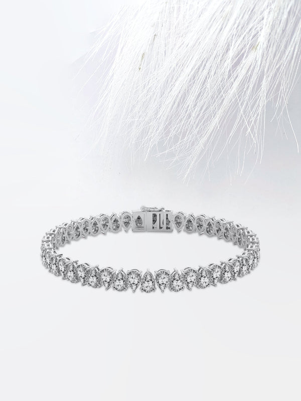 Pear Cut Moissanite Diamond Tennis Bracelet 14K Solid Gold