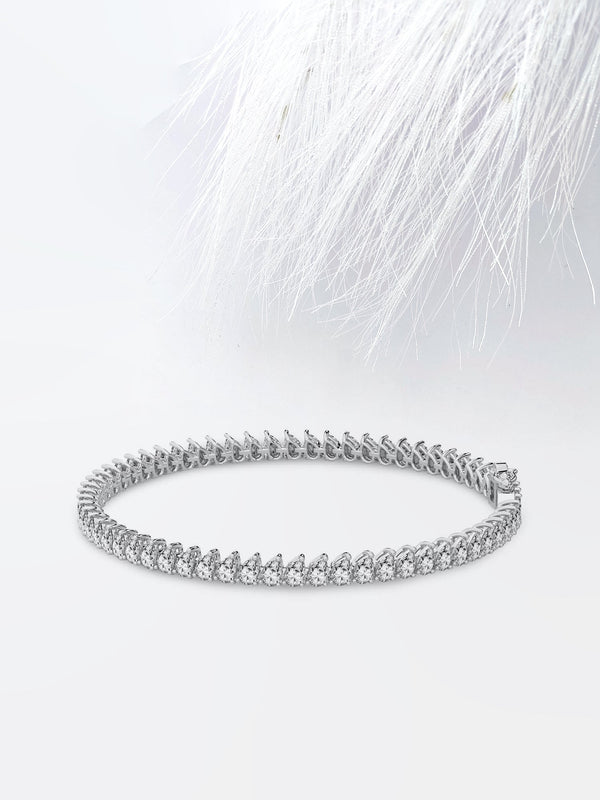 Pear Moissanite Diamond Tennis Bracelet 14K Solid Rose Gold