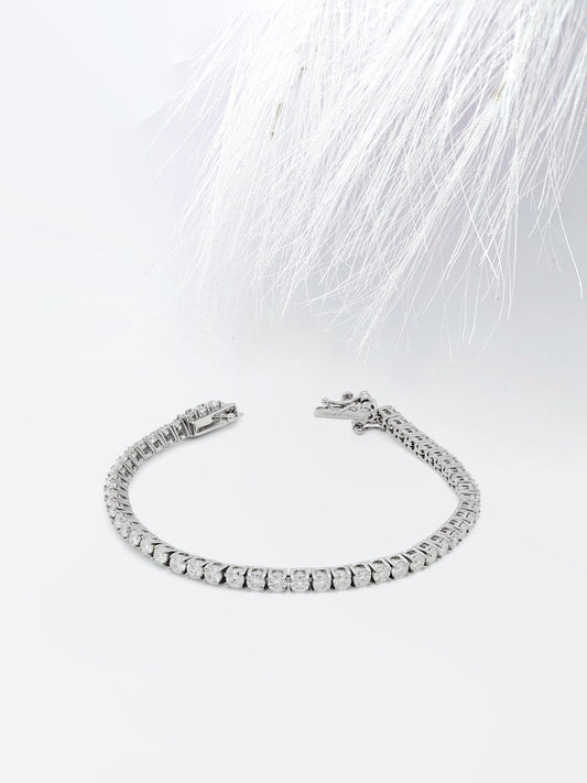 Round Cut Moissanite Diamond Tennis Bracelet for Women