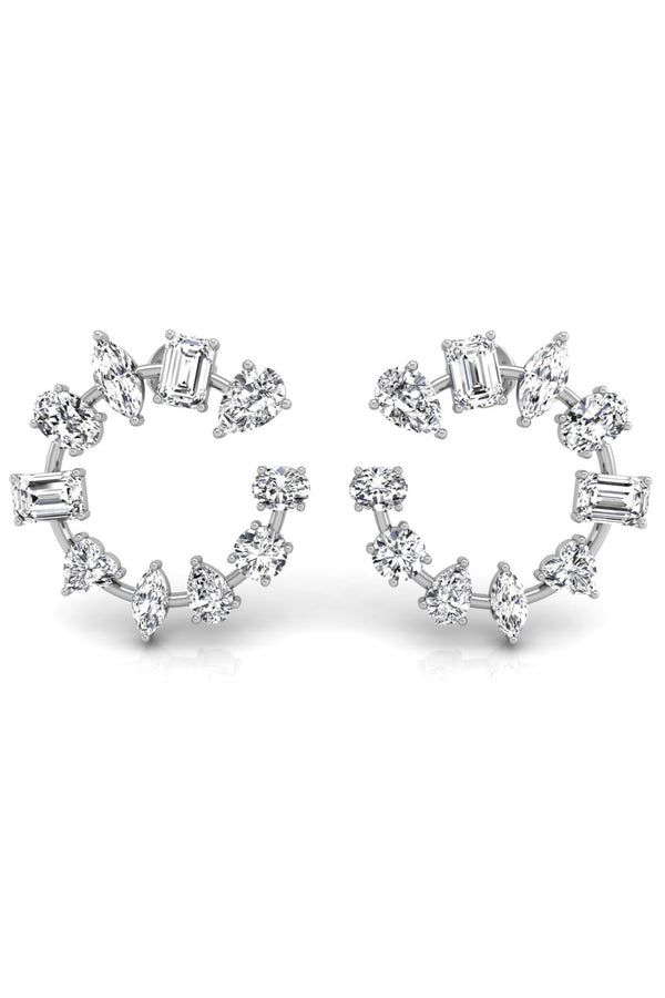 All Shaped Diamond Circle Moissanite Earrings for Her