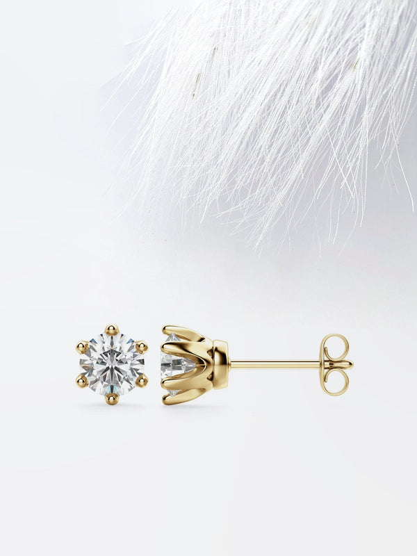 Round Cut Moissanite Stud Diamond Earrings for Women