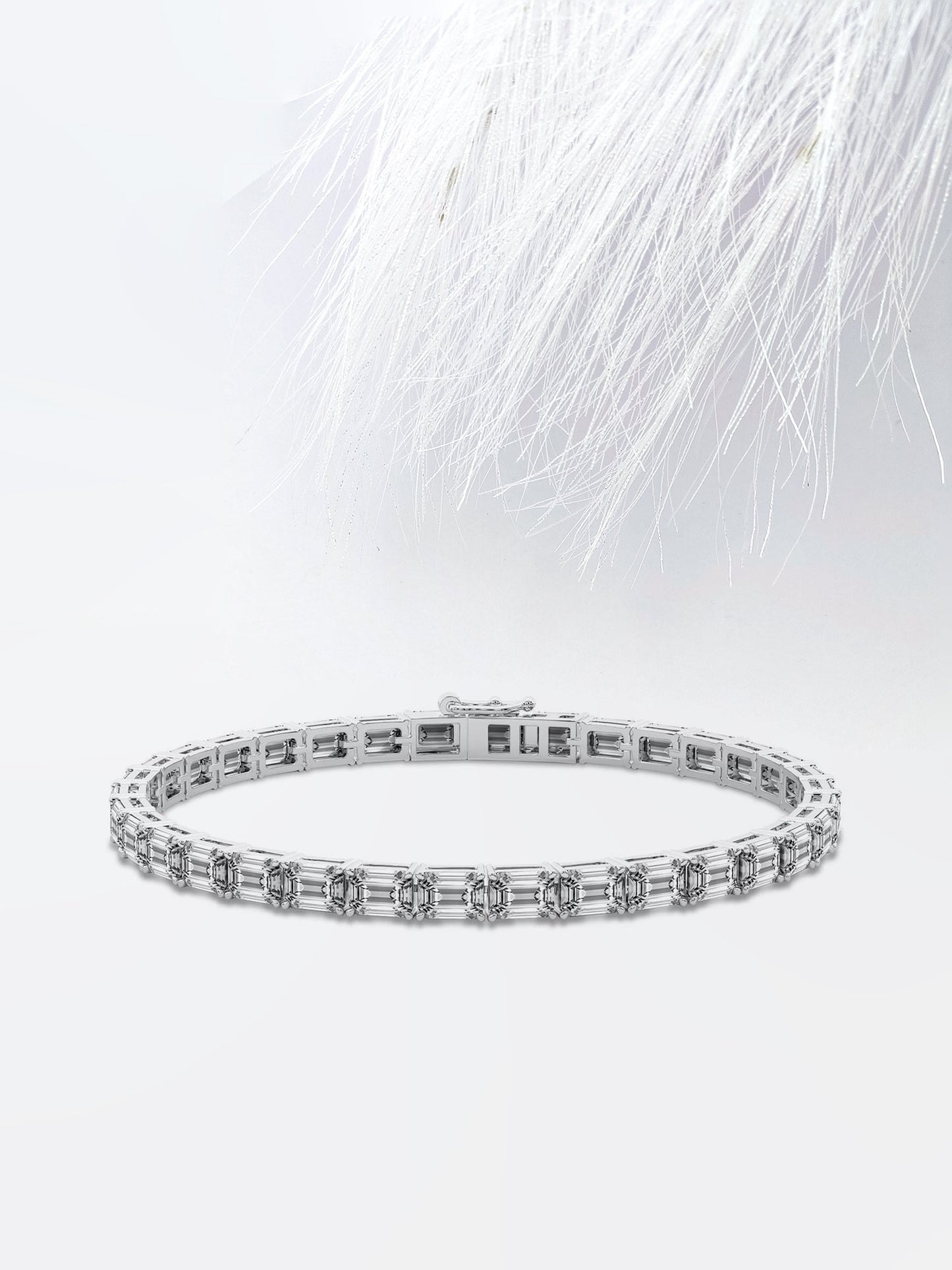emerald cut moissanite diamond tennis bracelet 14k solid white gold