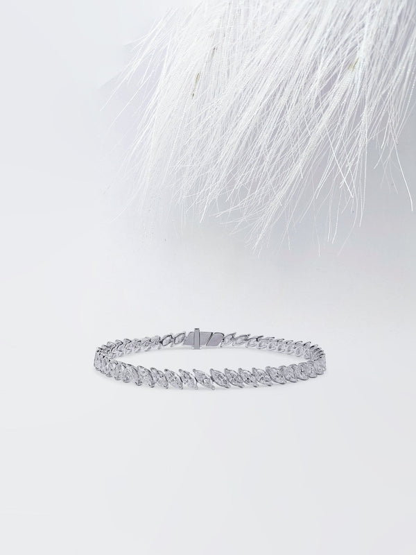 Marquise Cut Moissanite Diamond Tennis Bracelet in White Gold