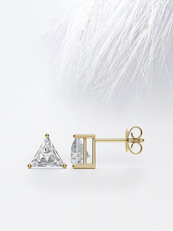 Triangle Cut Moissanite Diamond Studs Earrings in 10K White Gold