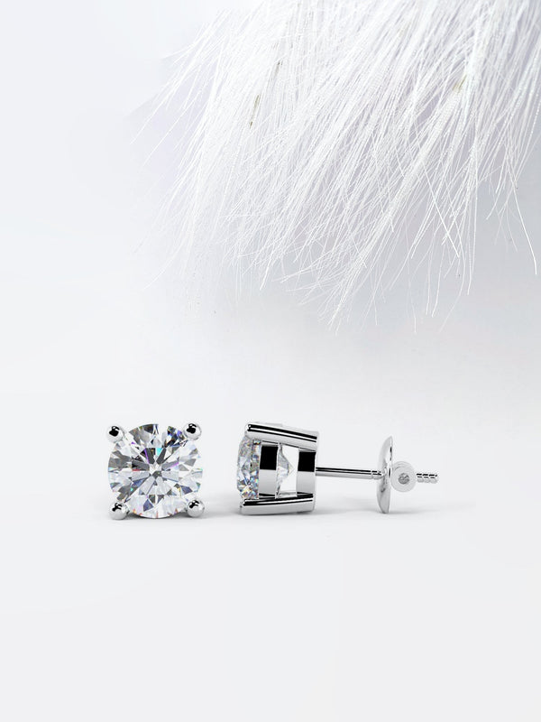1.20Ct Round Cut Moissanite Diamond Stud Earrings in White Gold
