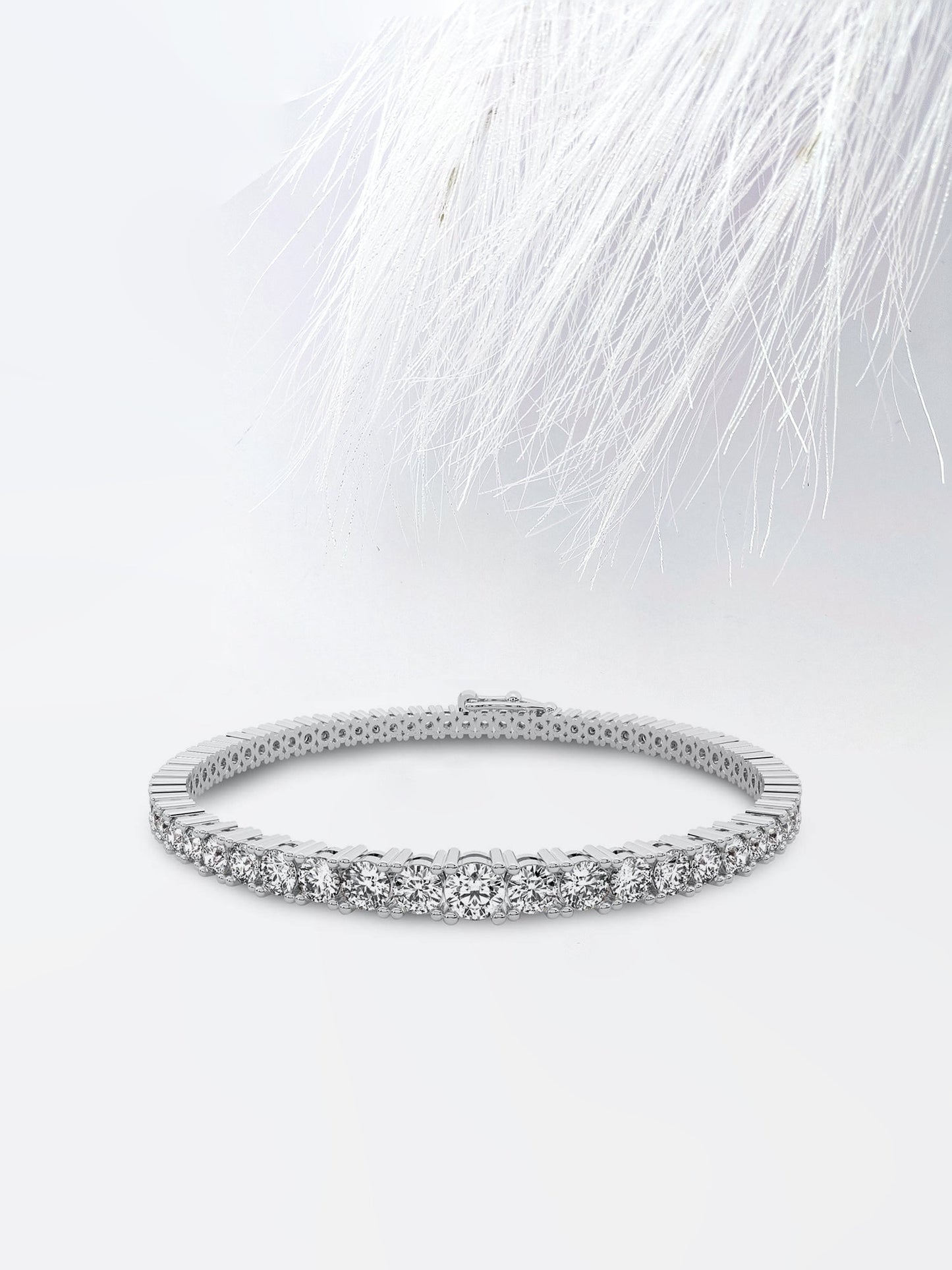 round cut moissanite diamond tennis bracelet in 18k white gold