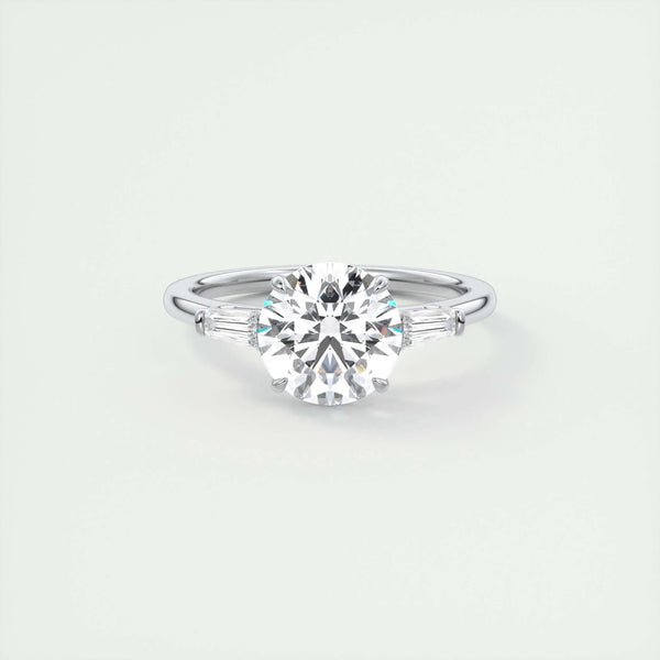 2 CT Round Three Stone CVD F/VS1 Diamond Engagement Ring