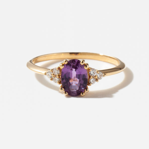 1.0CT-2.0CT Purple Sapphire Oval Cut Moissanite Diamond Cluster Engagement Ring