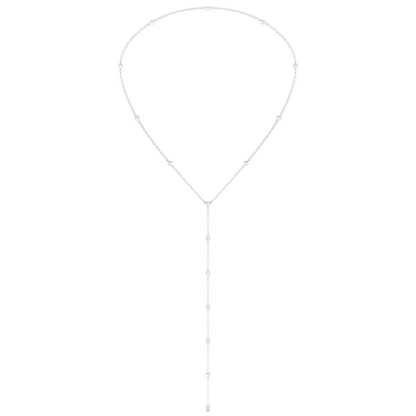Tie Lab Grown Diamond Necklace   (1.1 Carat) -14K White Gold