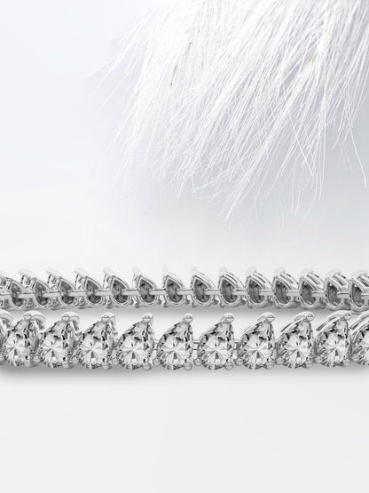 Pear Moissanite Diamond Tennis Bracelet 14K Solid Rose Gold