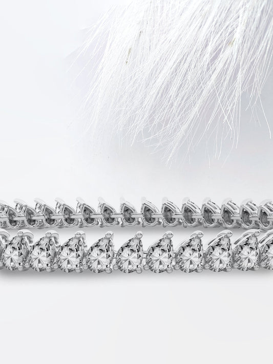 Pear Moissanite Diamond Tennis Bracelet 14K Solid Rose Gold