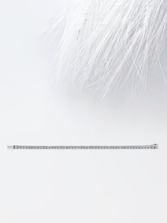 Round Cut Moissanite Diamond Tennis Bracelet in White Gold for Women