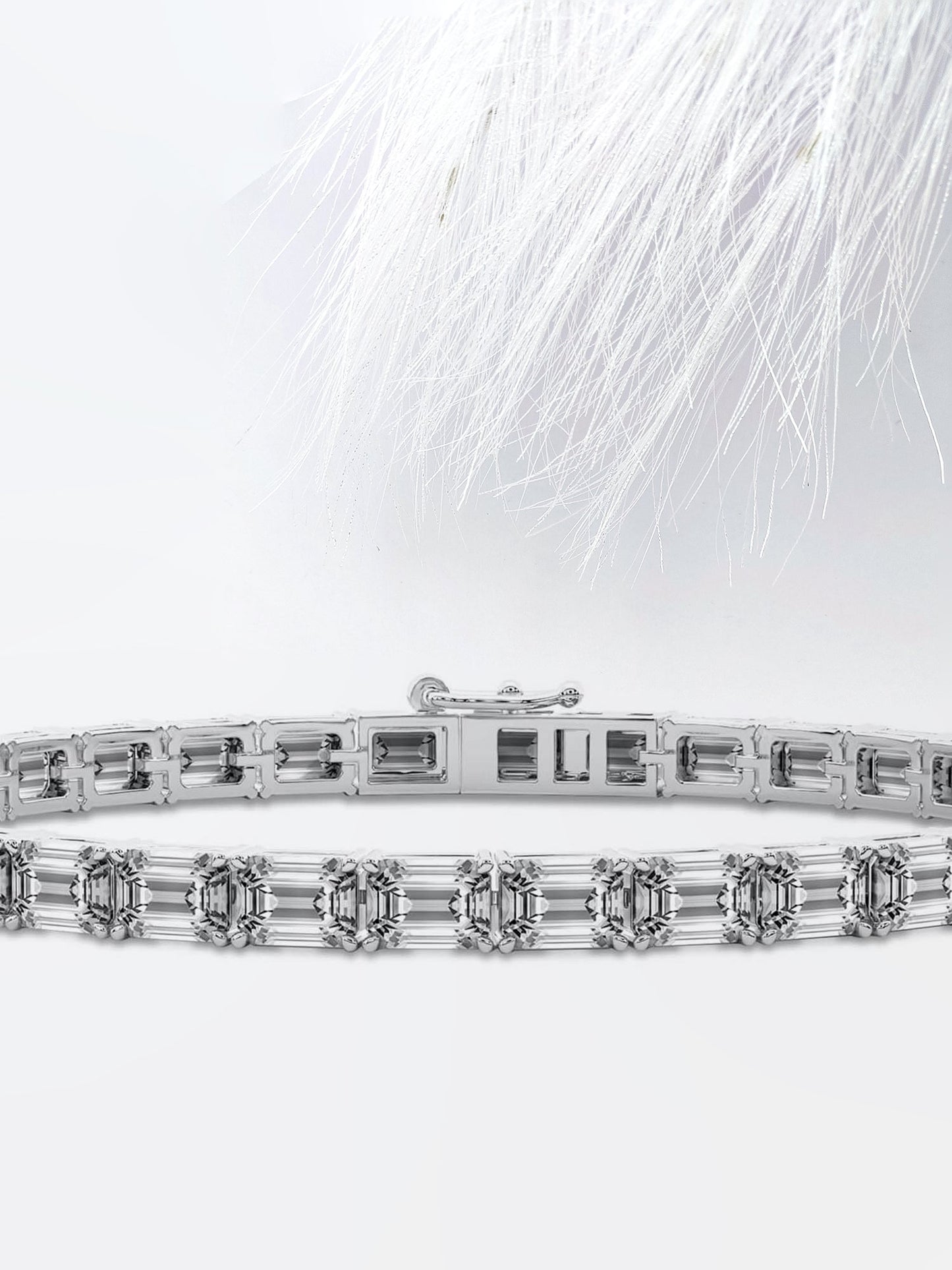 emerald cut moissanite diamond tennis bracelet 14k solid white gold