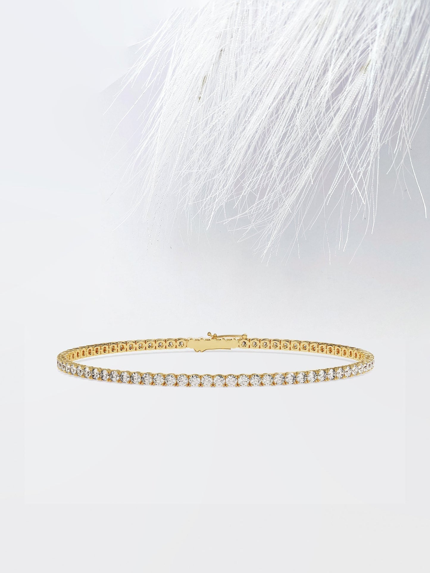 round cut moissanite diamond tennis bracelet in 14k white gold