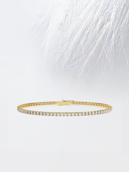 Round Cut Moissanite Diamond Tennis Bracelet in 14K White Gold