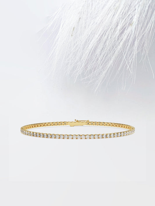 Round Cut Moissanite Diamond Tennis Bracelet in 14K White Gold