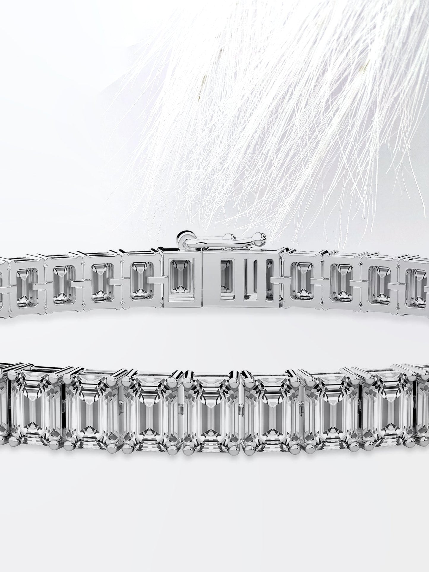 emerald cut moissanite diamond tennis bracelet 14k white gold