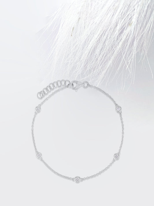 Bezel Set Round Cut Moissanite Diamond Bracelet for women