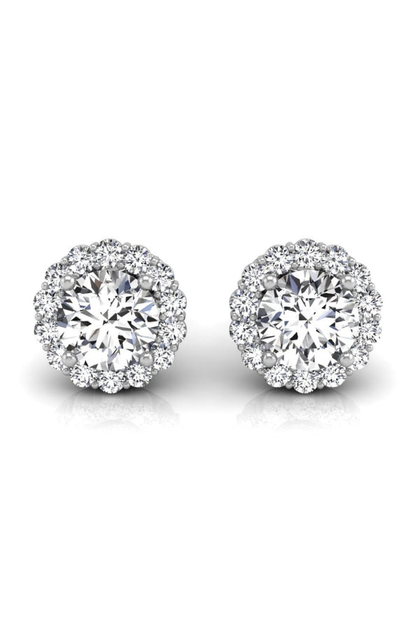 Round Cut Diamond Halo Moissanite Earrings for Her