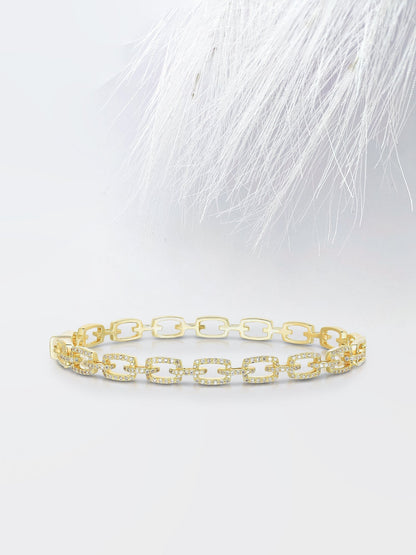 Chain Links Moissanite Diamond Bracelet in 14K Yellow Gold