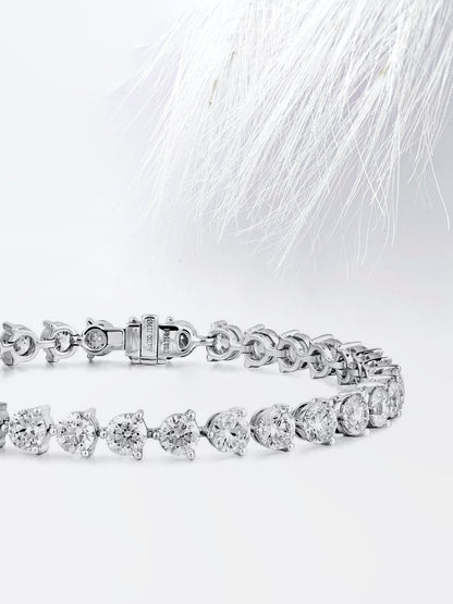 Round Moissanite Diamond Tennis Bracelet for Women in White Gold