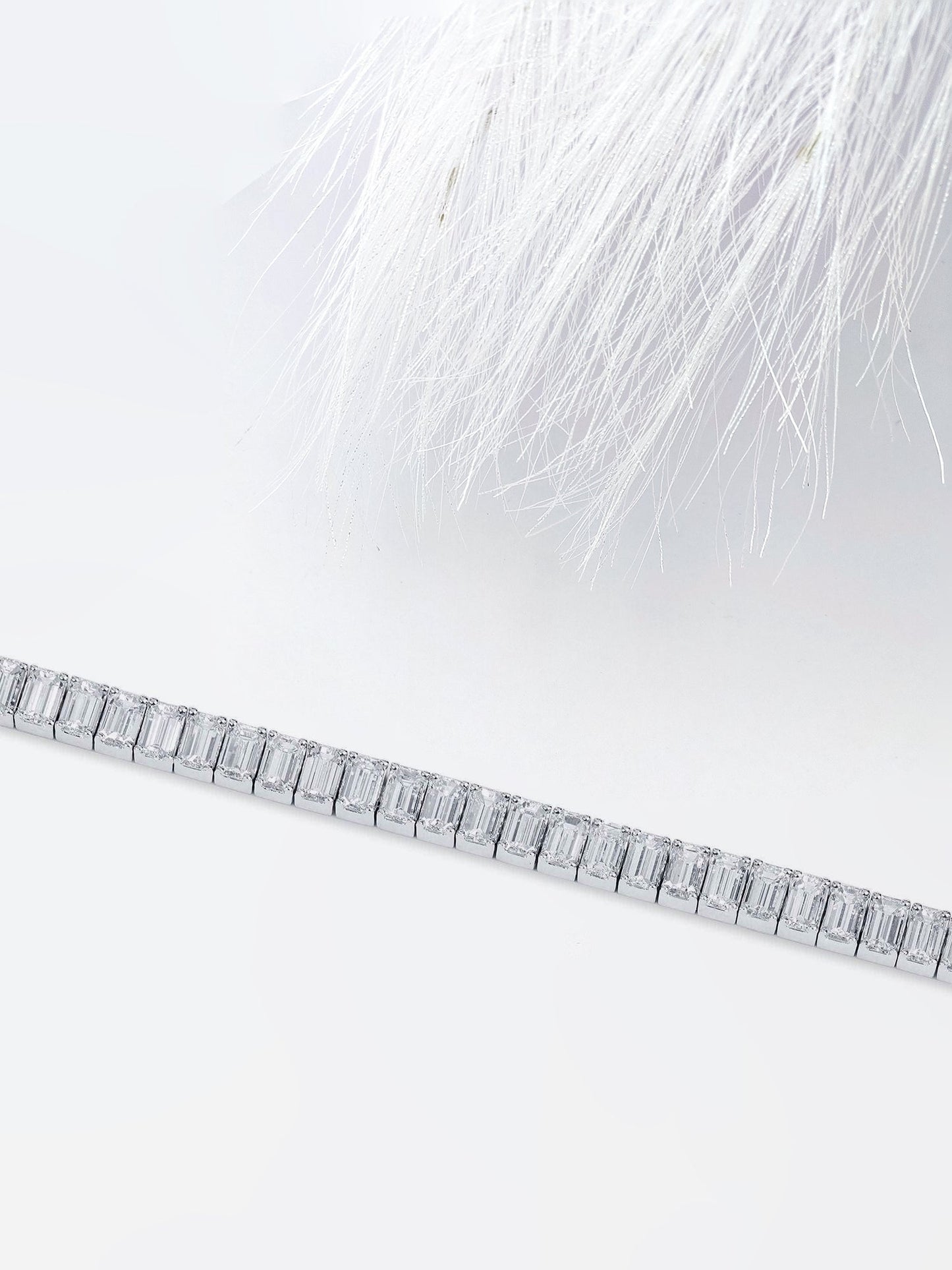 emerald cut moissanite diamond tennis bracelet for her in white gold